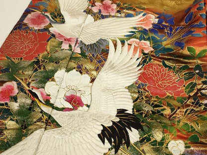 平和屋本店●色打掛　和装　婚礼　結婚式　花嫁　神社挙式　総刺繍　飛鶴草花文　暈し染め　金銀糸　逸品　AABJ5811ou