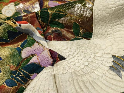 平和屋本店●色打掛　和装　婚礼　結婚式　花嫁　神社挙式　総刺繍　飛鶴草花文　暈し染め　金銀糸　逸品　AABJ5811ou