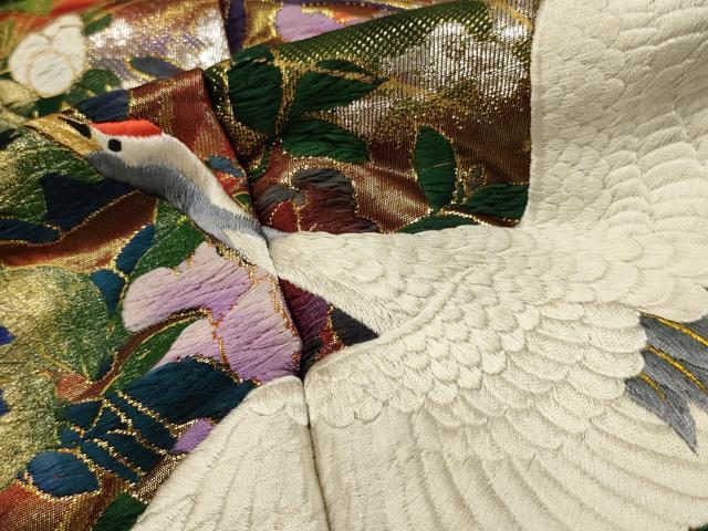 平和屋本店●色打掛　和装　婚礼　結婚式　花嫁　神社挙式　総刺繍　飛鶴草花文　暈し染め　金銀糸　逸品　AABJ5811ou