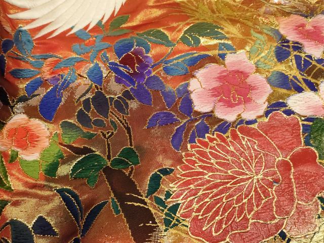 平和屋本店●色打掛　和装　婚礼　結婚式　花嫁　神社挙式　総刺繍　飛鶴草花文　暈し染め　金銀糸　逸品　AABJ5811ou