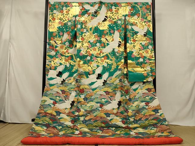 平和屋本店●色打掛　和装　婚礼　結婚式　花嫁　神社挙式　唐織　立波飛鶴花文　金糸　逸品　AABJ5813ou
