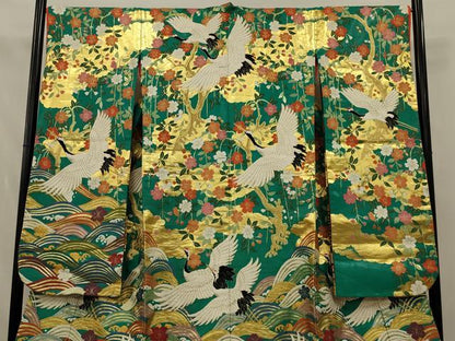 平和屋本店●色打掛　和装　婚礼　結婚式　花嫁　神社挙式　唐織　立波飛鶴花文　金糸　逸品　AABJ5813ou
