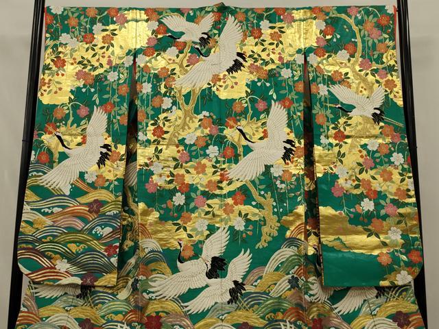 平和屋本店●色打掛　和装　婚礼　結婚式　花嫁　神社挙式　唐織　立波飛鶴花文　金糸　逸品　AABJ5813ou