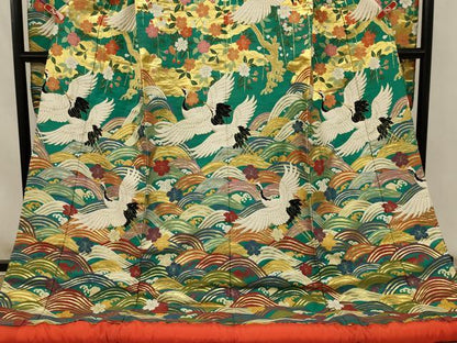 平和屋本店●色打掛　和装　婚礼　結婚式　花嫁　神社挙式　唐織　立波飛鶴花文　金糸　逸品　AABJ5813ou