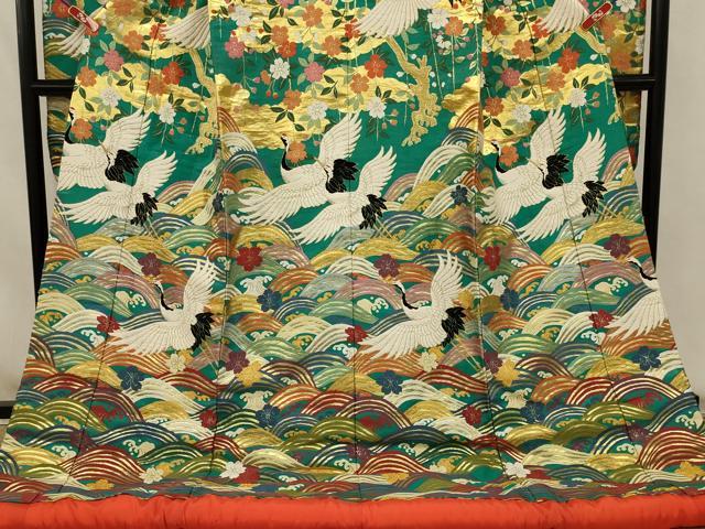 平和屋本店●色打掛　和装　婚礼　結婚式　花嫁　神社挙式　唐織　立波飛鶴花文　金糸　逸品　AABJ5813ou