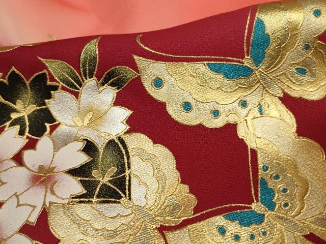 平和屋本店●お引きずり・お引き摺り・引き振袖　和装　結婚式　舞妓　芸妓　芸者　衣装　花蝶文　金銀糸　AABJ5819ou