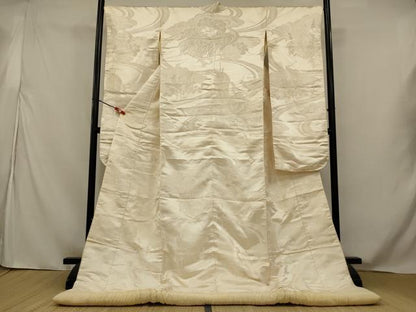 平和屋本店●白打掛　白無垢　和装　婚礼　結婚式　花嫁　神社挙式　唐織　飛鶴草花文　逸品　AABJ5824ou