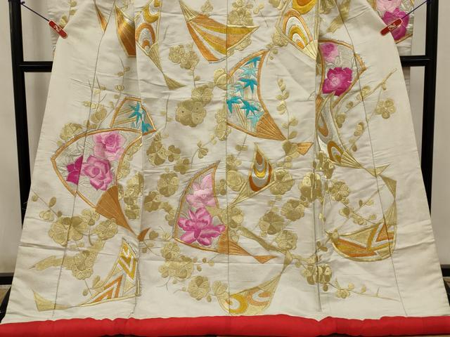 平和屋本店●色打掛　和装　婚礼　結婚式　花嫁　神社挙式　総刺繍　扇面花文　金銀糸　逸品　AABJ5832ou