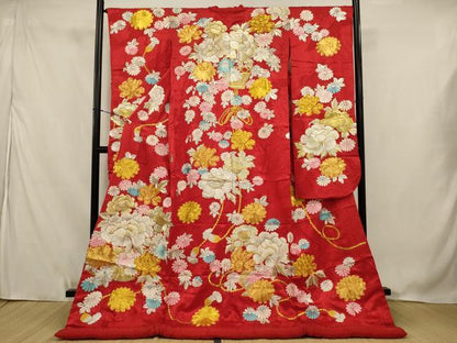 平和屋本店●色打掛　和装　婚礼　結婚式　花嫁　神社挙式　総刺繍　駒刺繍　飾花文　金銀糸　逸品　AABJ5833ou