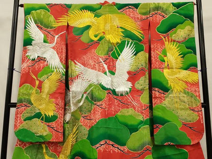平和屋本店●色打掛　和装　婚礼　結婚式　花嫁　神社挙式　駒刺繍　飛鶴松文　金銀糸　逸品　AABJ5834ou