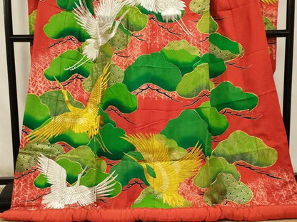 平和屋本店●色打掛　和装　婚礼　結婚式　花嫁　神社挙式　駒刺繍　飛鶴松文　金銀糸　逸品　AABJ5834ou