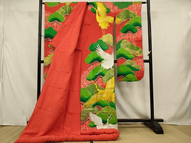 平和屋本店●色打掛　和装　婚礼　結婚式　花嫁　神社挙式　駒刺繍　飛鶴松文　金銀糸　逸品　AABJ5834ou