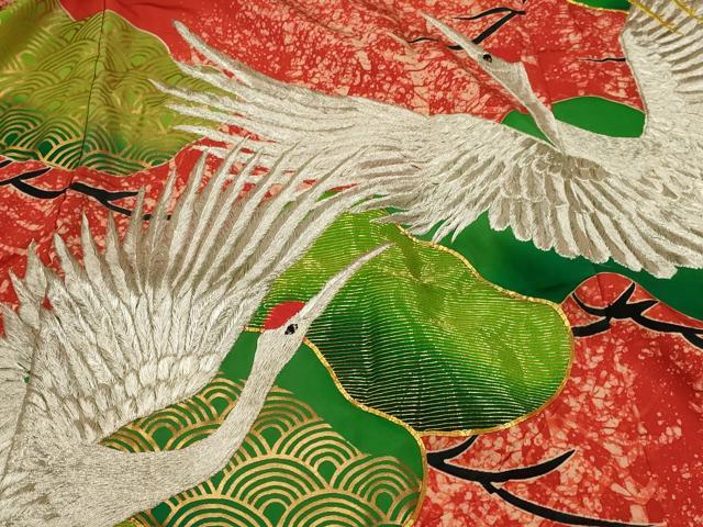 平和屋本店●色打掛　和装　婚礼　結婚式　花嫁　神社挙式　駒刺繍　飛鶴松文　金銀糸　逸品　AABJ5834ou