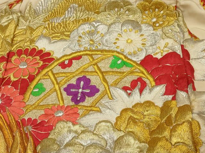 平和屋本店●色打掛　和装　婚礼　結婚式　花嫁　神社挙式　吉祥花鳥文　金銀糸　逸品　AABJ5835ou