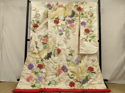 平和屋本店●色打掛　和装　婚礼　結婚式　花嫁　神社挙式　総刺繍　飛鶴花文　金銀糸　逸品　AABJ5836ou