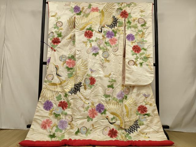 平和屋本店●色打掛　和装　婚礼　結婚式　花嫁　神社挙式　総刺繍　飛鶴花文　金銀糸　逸品　AABJ5836ou