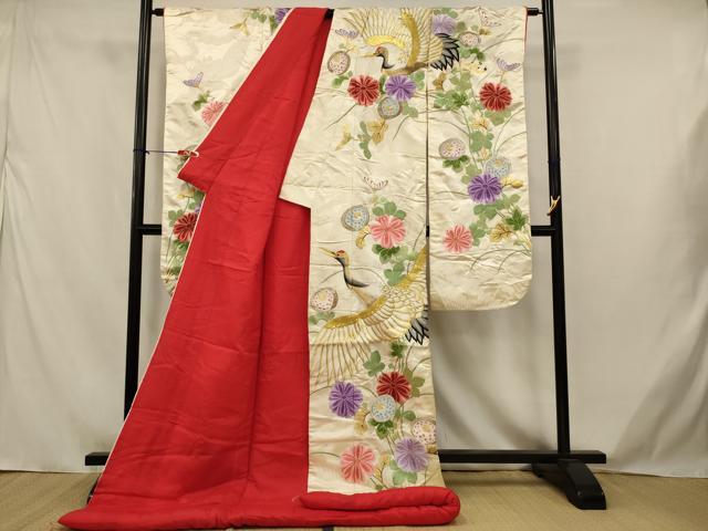 平和屋本店●色打掛　和装　婚礼　結婚式　花嫁　神社挙式　総刺繍　飛鶴花文　金銀糸　逸品　AABJ5836ou
