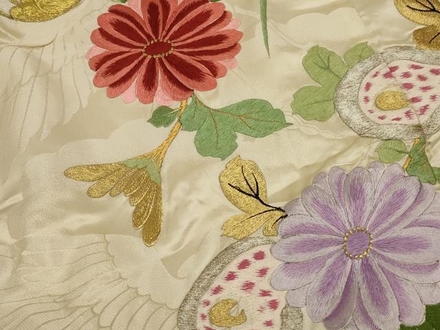 平和屋本店●色打掛　和装　婚礼　結婚式　花嫁　神社挙式　総刺繍　飛鶴花文　金銀糸　逸品　AABJ5836ou