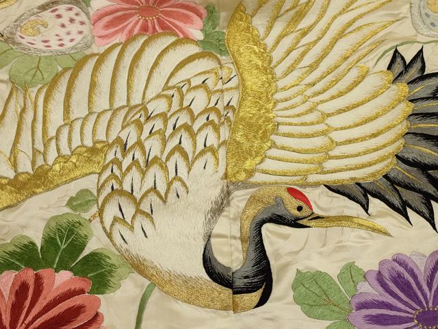 平和屋本店●色打掛　和装　婚礼　結婚式　花嫁　神社挙式　総刺繍　飛鶴花文　金銀糸　逸品　AABJ5836ou