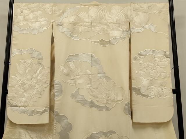 平和屋本店●白打掛　白無垢　和装　婚礼　結婚式　花嫁　神社挙式　総刺繍　雲取り飛鶴文　銀彩　逸品　AABJ5838ou