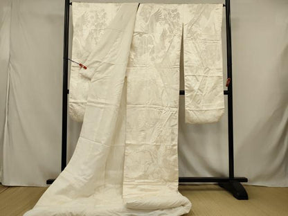 平和屋本店●白打掛　白無垢　和装　婚礼　結婚式　花嫁　神社挙式　唐織　飛鶴花文　逸品　AABJ5839ou