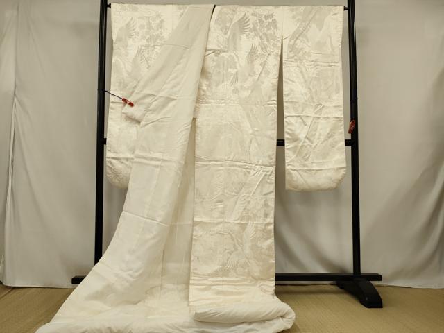 平和屋本店●白打掛　白無垢　和装　婚礼　結婚式　花嫁　神社挙式　唐織　飛鶴花文　逸品　AABJ5839ou