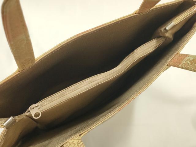 平和屋着物▼和装小物　和装バッグ　ハンドバッグ　トートバッグ　間道　金糸　逸品　AABJ5843ay