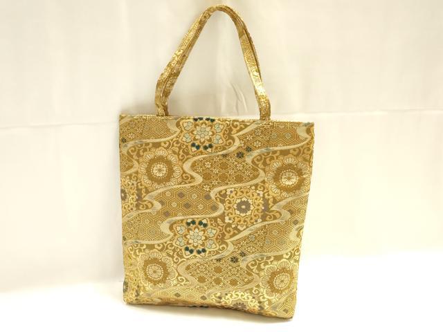 平和屋着物▼和装小物　和装バッグ　ハンドバッグ　トートバッグ　吉祥花文　金糸　逸品　AABJ5845ay