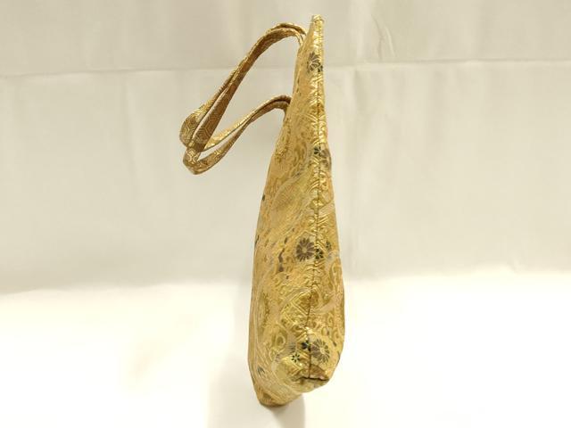 平和屋着物▼和装小物　和装バッグ　ハンドバッグ　トートバッグ　吉祥花文　金糸　逸品　AABJ5845ay