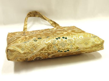 平和屋着物▼和装小物　和装バッグ　ハンドバッグ　トートバッグ　吉祥花文　金糸　逸品　AABJ5845ay