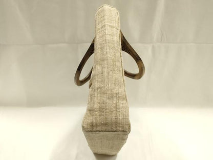 平和屋着物＊夏物　和装小物　和装バッグ　ハンドバッグ　木製ハンドル　麻　逸品　AABJ5847ay