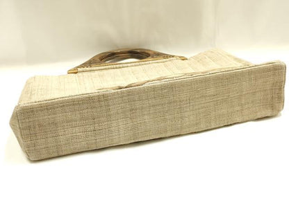 平和屋着物＊夏物　和装小物　和装バッグ　ハンドバッグ　木製ハンドル　麻　逸品　AABJ5847ay