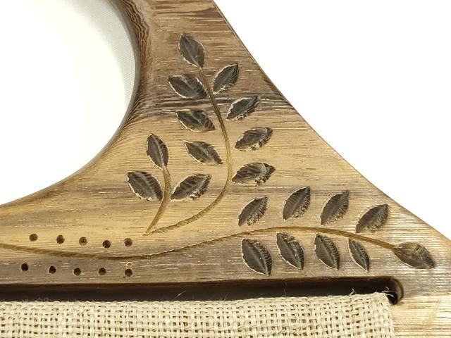 平和屋着物＊夏物　和装小物　和装バッグ　ハンドバッグ　木製ハンドル　麻　逸品　AABJ5847ay