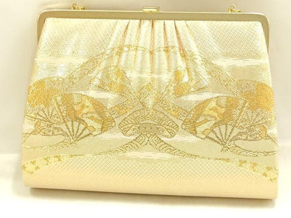 平和屋着物▼和装小物　和装バッグ・草履セット　佐賀錦　ハンドバッグ　クラッチバッグ　蔓帯　扇　金銀糸　逸品　AABJ5854ay