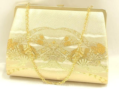 平和屋着物▼和装小物　和装バッグ・草履セット　佐賀錦　ハンドバッグ　クラッチバッグ　蔓帯　扇　金銀糸　逸品　AABJ5854ay