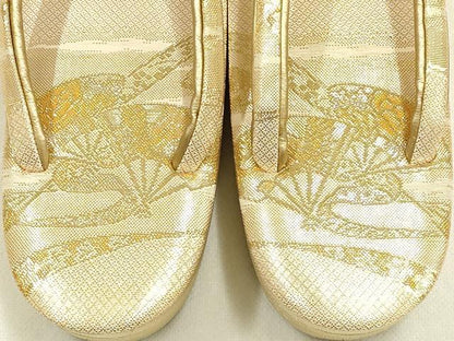 平和屋着物▼和装小物　和装バッグ・草履セット　佐賀錦　ハンドバッグ　クラッチバッグ　蔓帯　扇　金銀糸　逸品　AABJ5854ay