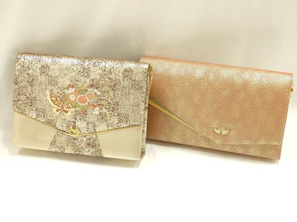 平和屋着物▼和装小物　和装バッグ2点セット　ハンドバッグ　クラッチバッグ　佐賀錦　金糸　逸品　AABJ5864ay