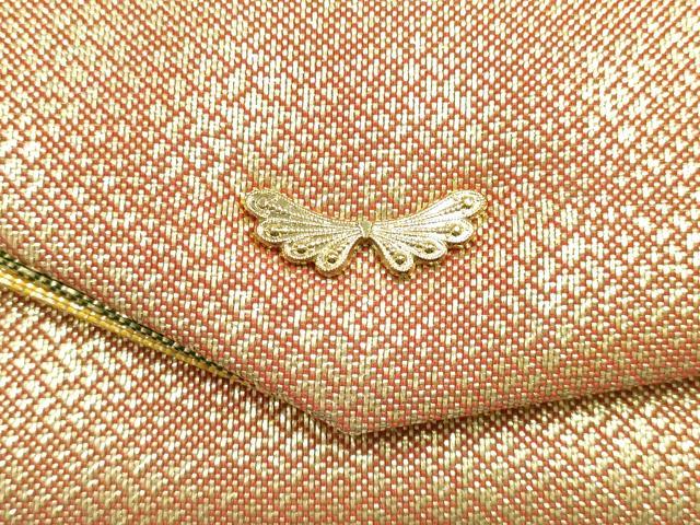 平和屋着物▼和装小物　和装バッグ2点セット　ハンドバッグ　クラッチバッグ　佐賀錦　金糸　逸品　AABJ5864ay