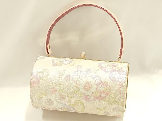 平和屋着物▼和装小物　和装バッグ　振袖用　ハンドバッグ　花柄　金銀糸　逸品　AABJ5865ay