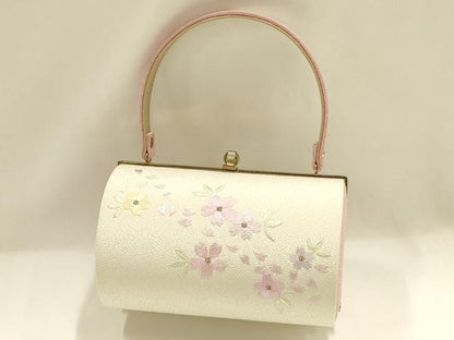 平和屋着物▼和装小物　和装バッグ　振袖用　ハンドバッグ　刺繍　花柄　桜　金糸　逸品　AABJ5866ay