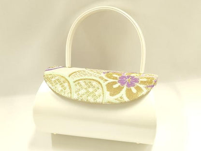 平和屋着物▼和装小物　和装バッグ　ハンドバッグ　花柄　金糸　帯地使用　逸品　AABJ5869ay