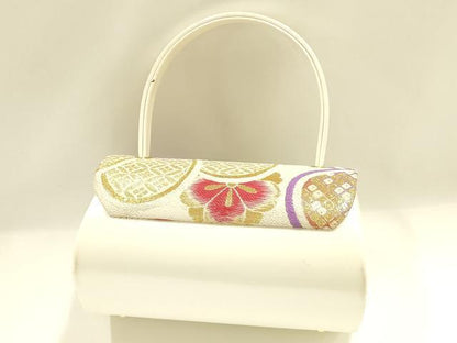 平和屋着物▼和装小物　和装バッグ　ハンドバッグ　花柄　金糸　帯地使用　逸品　AABJ5869ay