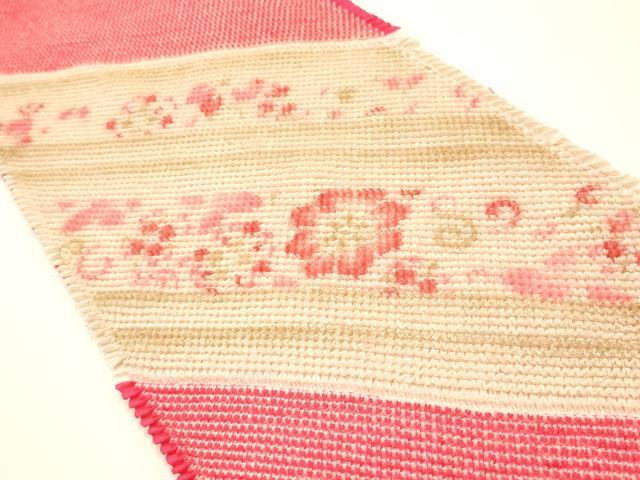 平和屋本店●和装小物　振袖用帯締め・帯揚げセット　総絞り　花唐草　金糸　金彩　暈し　撚り房　逸品　未使用　AABJ5893ay
