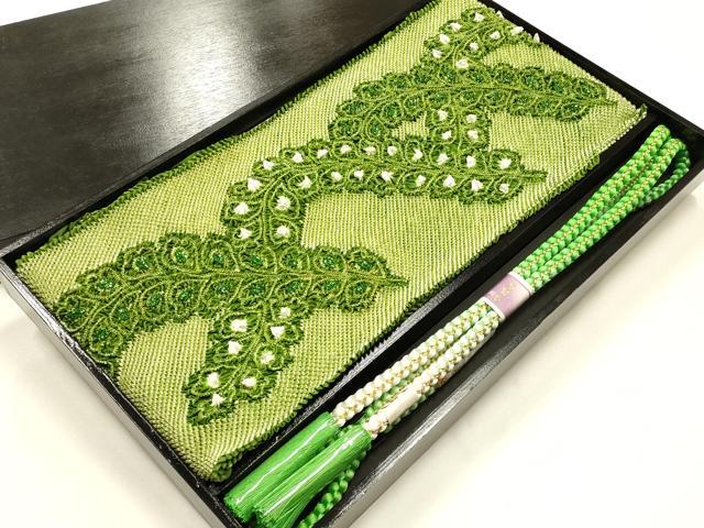 平和屋本店●和装小物　振袖用帯締め・帯揚げセット　伊賀組紐　総絞り　金糸　暈し　撚り房　逸品　未使用品あり　AABJ5898ay