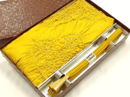 平和屋着物●和装小物　帯締め・帯揚げセット　畝組　柄絞り　雲取り花文　逸品　未使用　AABJ5904ay