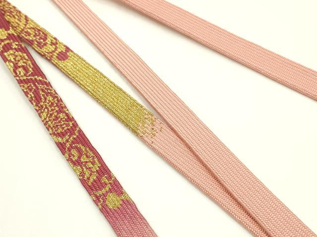 平和屋着物●和装小物　帯締め・帯揚げセット　高麗組 綾出し　斜縞　暈し染め　金糸　逸品　未使用　AABJ5909ay