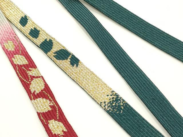 平和屋着物●染色作家　斉藤三才　和装小物　帯締め・帯揚げ・伊達衿セット　高麗組 綾出し　中抜き絞り　逸品　未使用品あり　AABJ5912ay