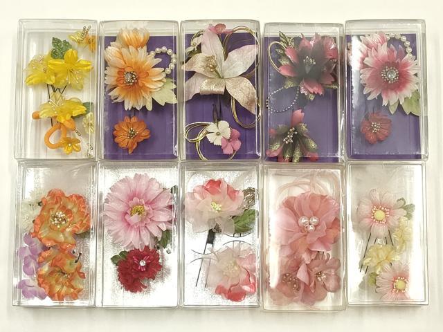 平和屋着物▼和装小物　髪飾り10点セット　パール　ビーズ　ラインストーン　多色多彩　逸品　AABJ5913ay