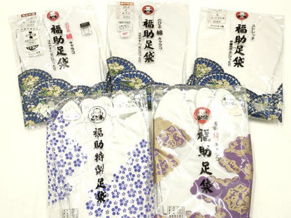 平和屋着物▼和装小物　足袋　まとめて5点　福助　白　4枚・5枚コハゼ　22cm　AABJ5924ay