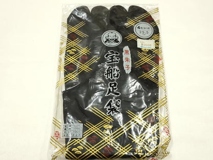 平和屋着物▼男性　和装小物　足袋　まとめて5点　福助　白鳳　黒　4枚コハゼ　25〜25.5cm　未使用　AABJ5937ay